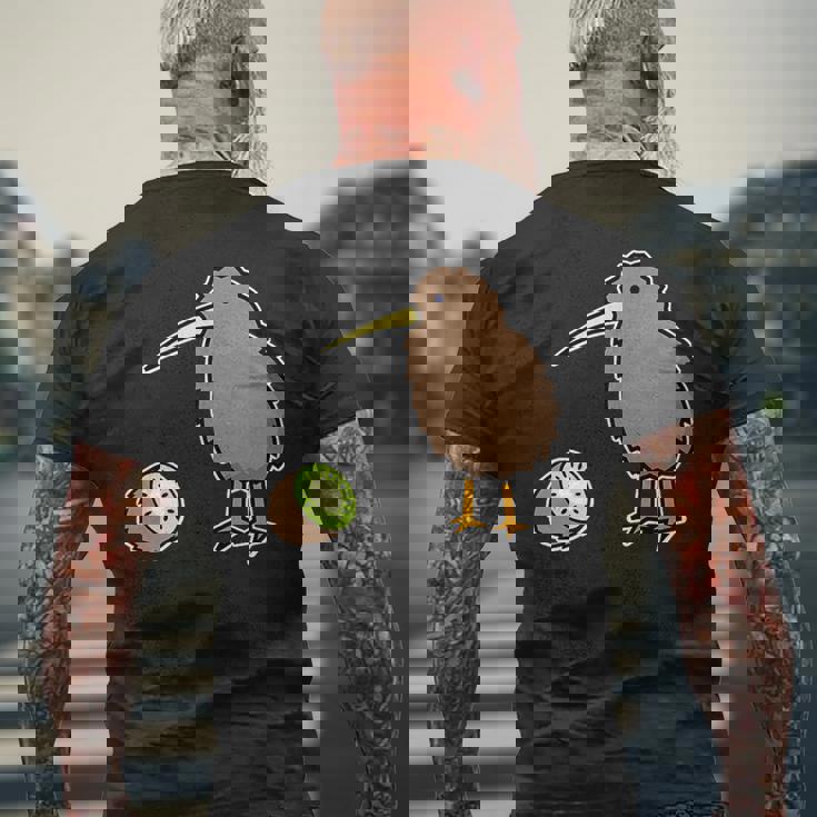 かわいいキウイの鳥と果物 ニュージーランド メンズTシャツ バックプリント 高齢者への贈り物