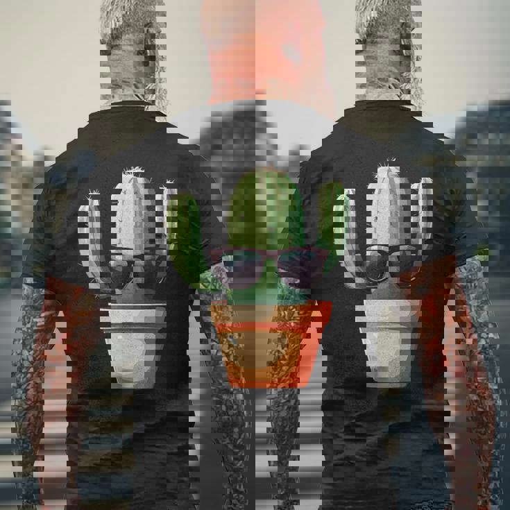 かわいいサボテン 鉢植え サボテン メンズTシャツ バックプリント 高齢者への贈り物