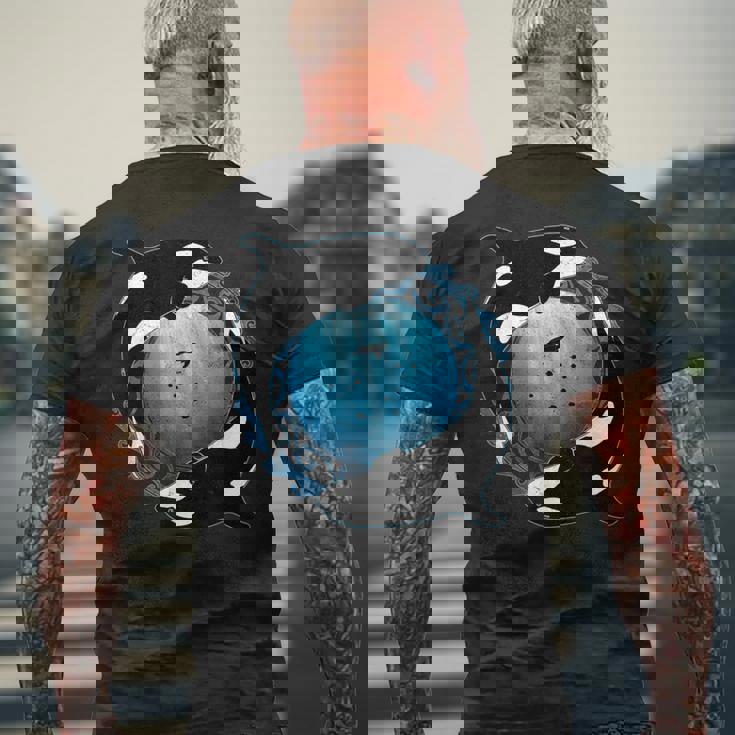 かわいいシャチキラークジラ メンズTシャツ バックプリント 高齢者への贈り物