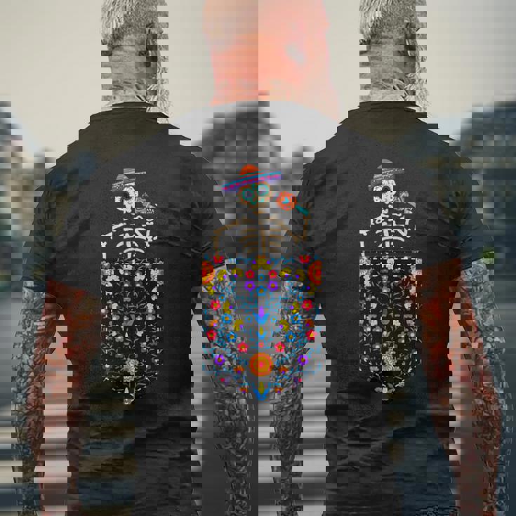 かわいいシュガースカル スケルトン ポケット入り メキシカン シンコ・デ・マヨ メンズTシャツ バックプリント 高齢者への贈り物