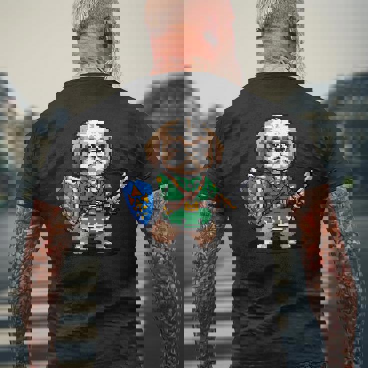 かわいいシーズー犬 レトロビデオゲームキャラクター メンズTシャツ バックプリント 高齢者への贈り物