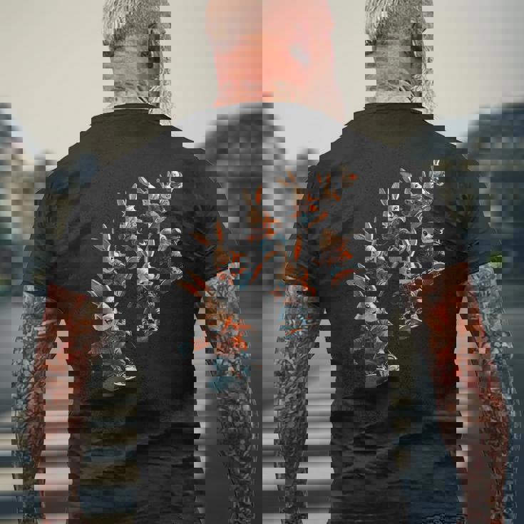 かわいいスノーボードウサギの漫画アート メンズTシャツ バックプリント 高齢者への贈り物