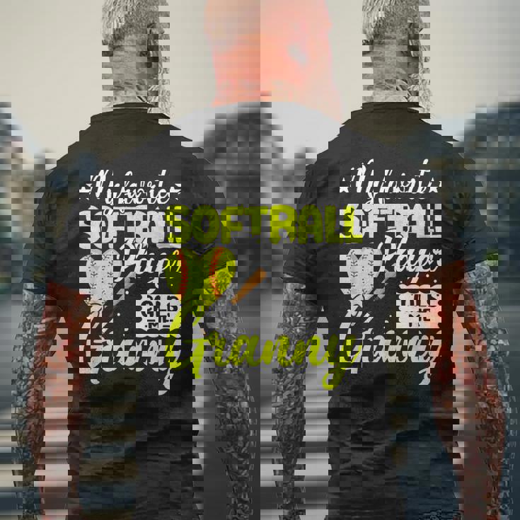 かわいいソフトボール グラニー スポーツ チームプレーヤー メンズTシャツ バックプリント 高齢者への贈り物