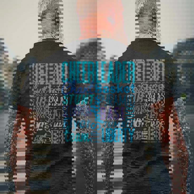 かわいいチアリーダーギフト ブルーチアムーブ チアリーディングコーチ メンズTシャツ バックプリント 高齢者への贈り物