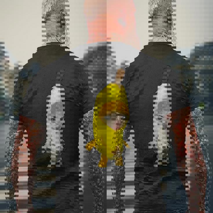 かわいいバナナ猫 ハッピーバナナキャットミーム キティ 猫好きミーム メンズTシャツ バックプリント 高齢者への贈り物