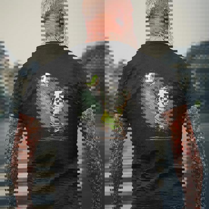 かわいいバレーボール・パンダ メンズTシャツ バックプリント 高齢者への贈り物