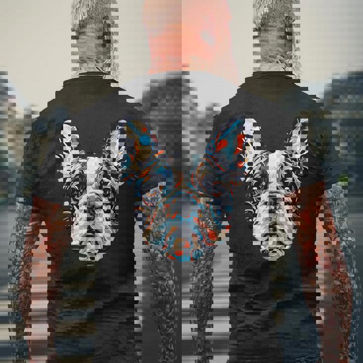 かわいいフレンチブルドッグ 子犬 犬 ラブ メンズTシャツ バックプリント 高齢者への贈り物