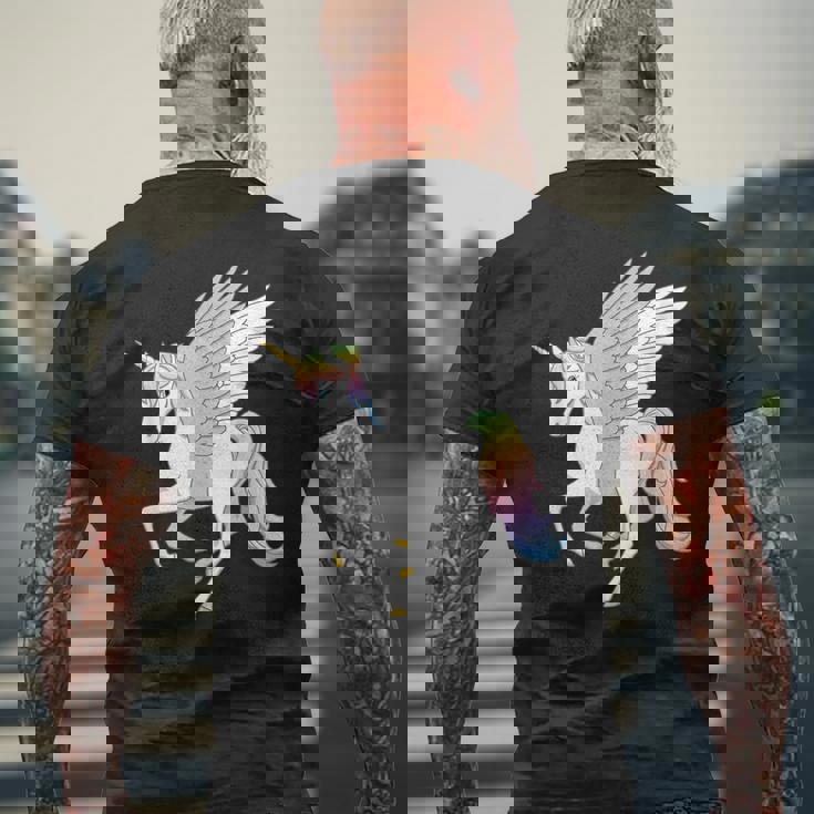 かわいいペガコーン フライングホース レインボー ユニコーン ペガサス メンズTシャツ バックプリント 高齢者への贈り物