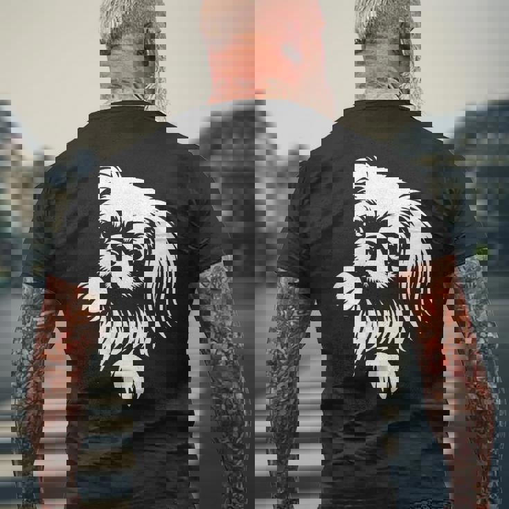 かわいいペキニーズのぞき見犬のグラフィック デザイン メンズTシャツ バックプリント 高齢者への贈り物