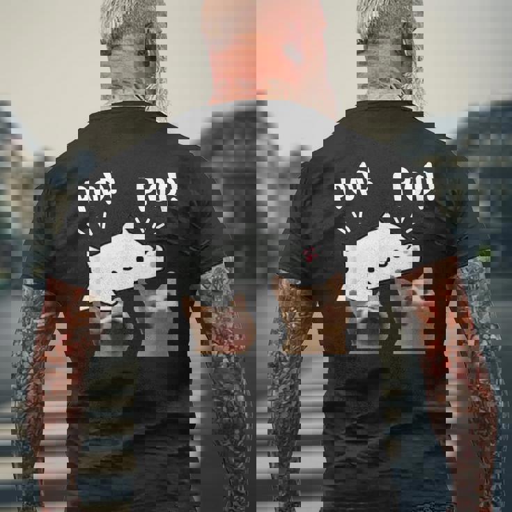 かわいいボンゴ猫遊びポップ猫ミーム メンズTシャツ バックプリント 高齢者への贈り物