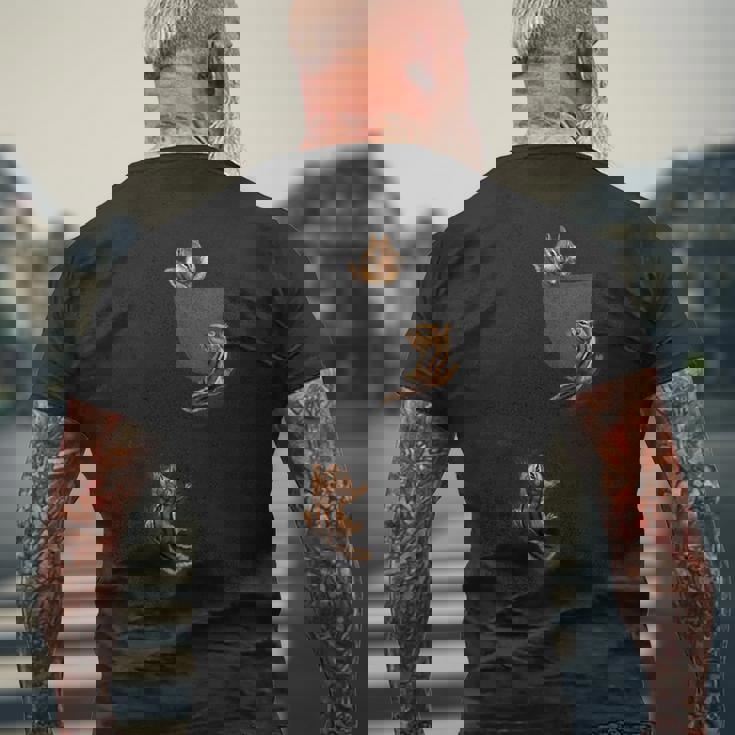 かわいいリス遊び、ポケットに登る、シマリス メンズTシャツ バックプリント 高齢者への贈り物