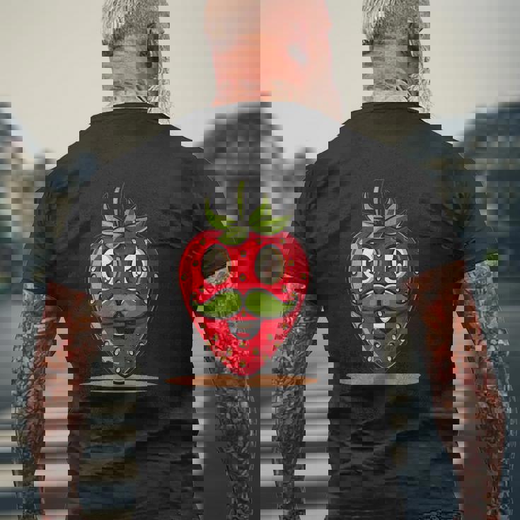 かわいい口ひげストロベリーコスチューム メンズTシャツ バックプリント 高齢者への贈り物