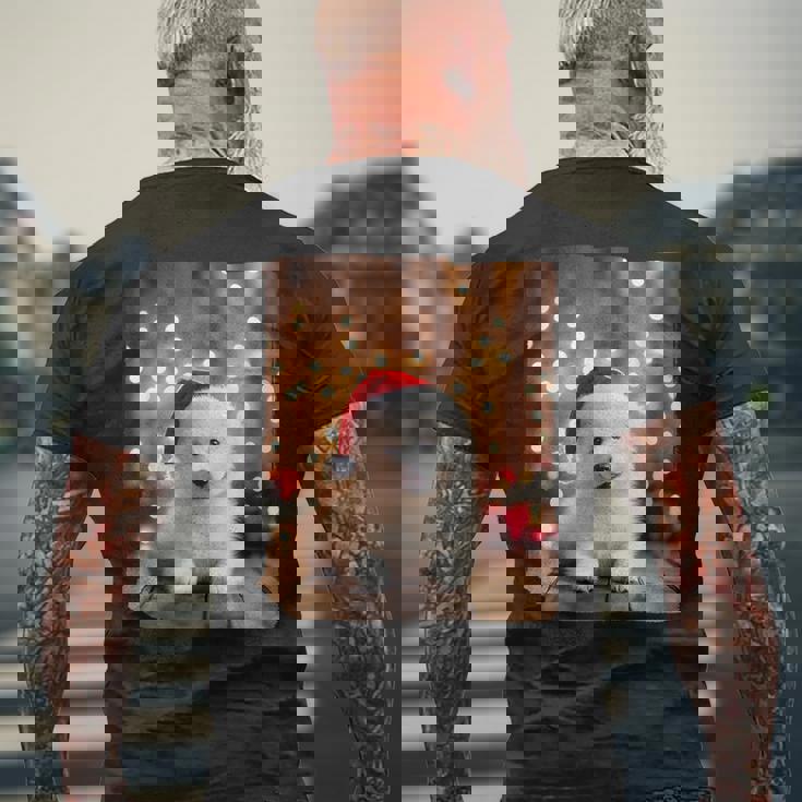 かわいい子犬の動物のクリスマス–サモエド犬のグラフィック メンズTシャツ バックプリント 高齢者への贈り物