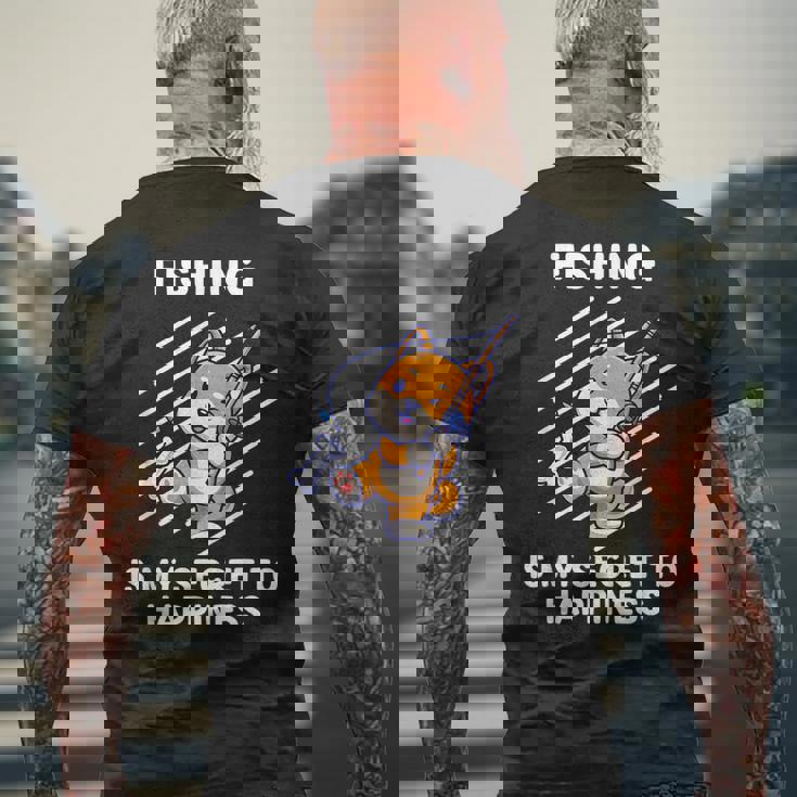 かわいい柴犬 釣りは幸せの秘密 柴犬 メンズTシャツ バックプリント 高齢者への贈り物