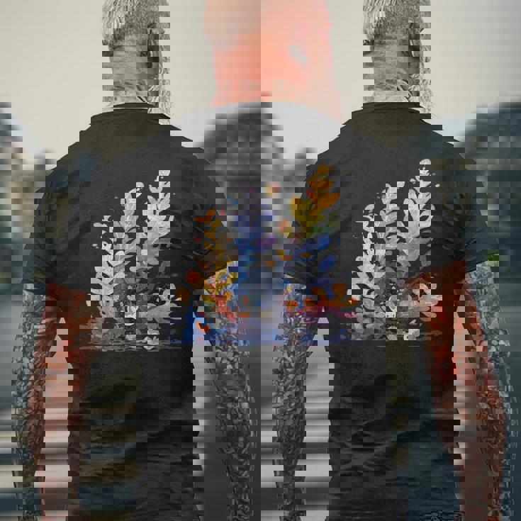 かわいい水彩 ウミウシの昆布の葉 羊 海洋の葉 ナメクジ メンズTシャツ バックプリント 高齢者への贈り物