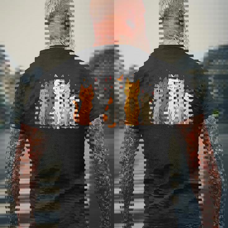 かわいい漫画の猫のイラスト メンズTシャツ バックプリント 高齢者への贈り物