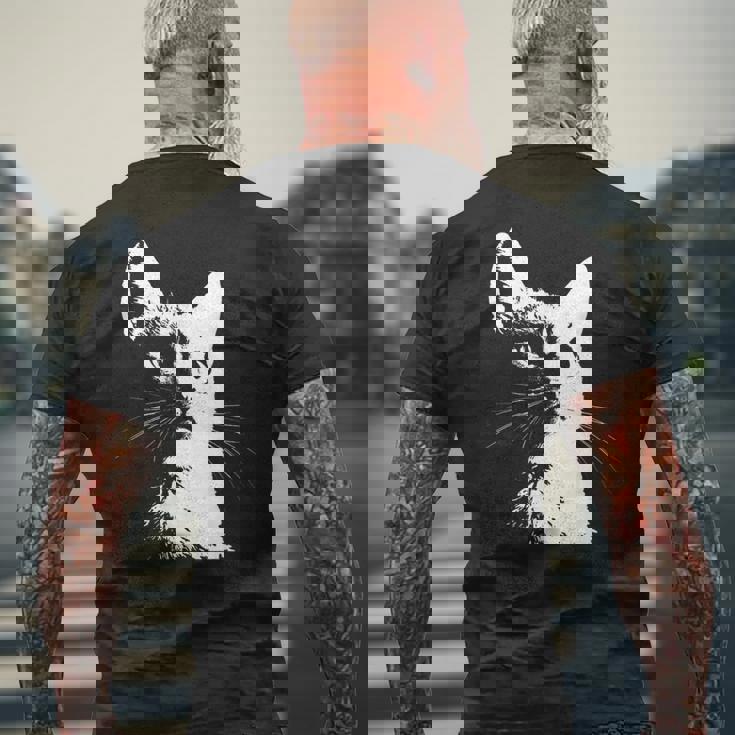 かわいい猫のポートレートデザイン。 メンズTシャツ バックプリント 高齢者への贈り物