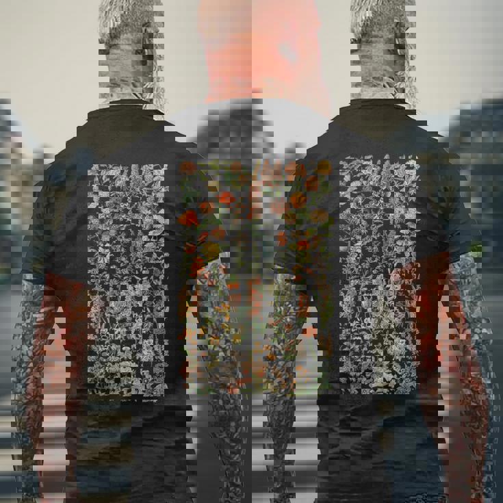 かわいい花 ビンテージ ボタニカル 花のイラスト メンズTシャツ バックプリント 高齢者への贈り物