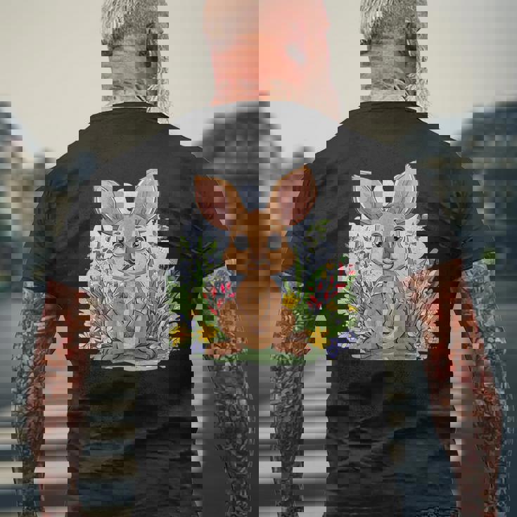 かわいい花カンガルー。 メンズTシャツ バックプリント 高齢者への贈り物