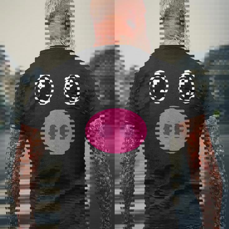 かわいい豚の顔 ピンクの鼻 面白い動物愛好家コスチューム メンズTシャツ バックプリント 高齢者への贈り物