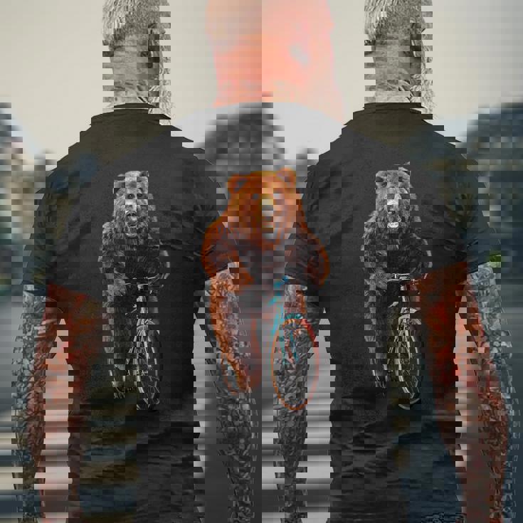 くま 熊 ベア 自転車 メンズTシャツ バックプリント 高齢者への贈り物