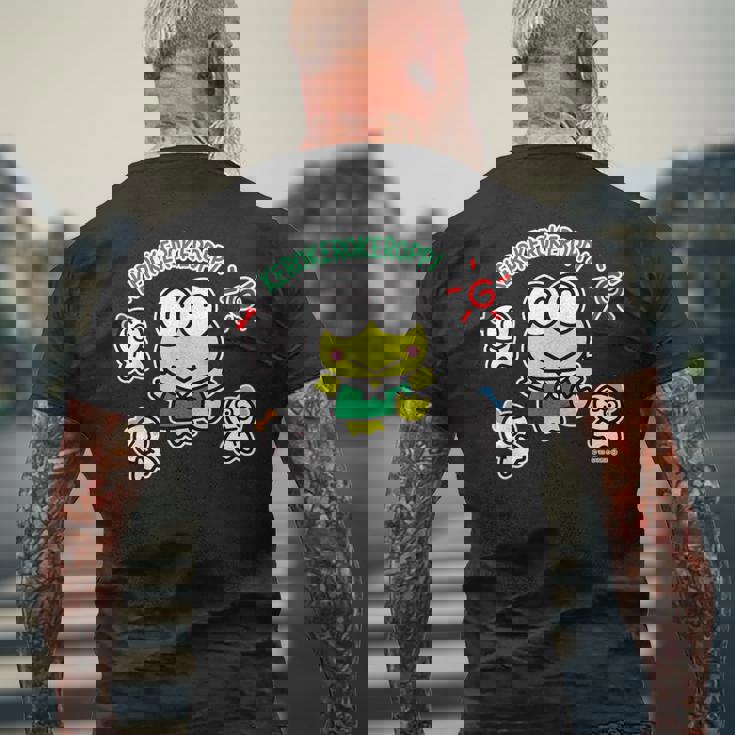 けろけろけろっぴ てるてるぼうず ダークカラー メンズTシャツ バックプリント 高齢者への贈り物