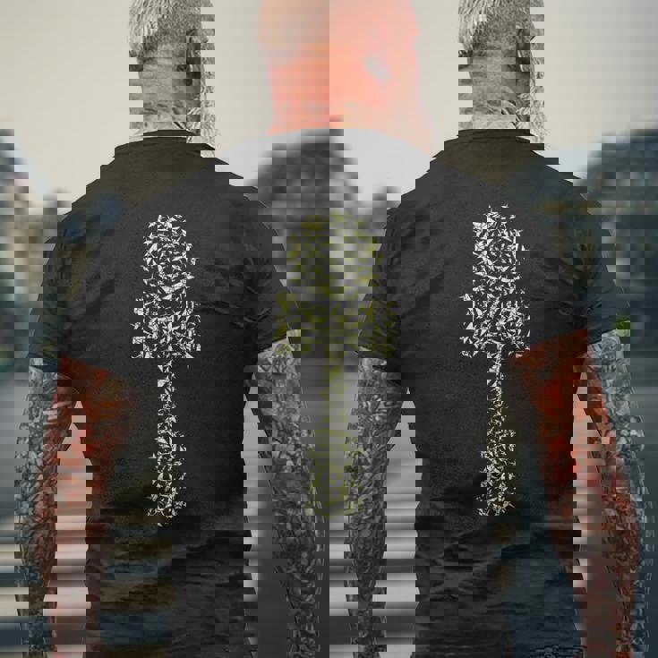 けん玉 日本の折り紙 カワイイ鶴 けん玉 メンズTシャツ バックプリント 高齢者への贈り物