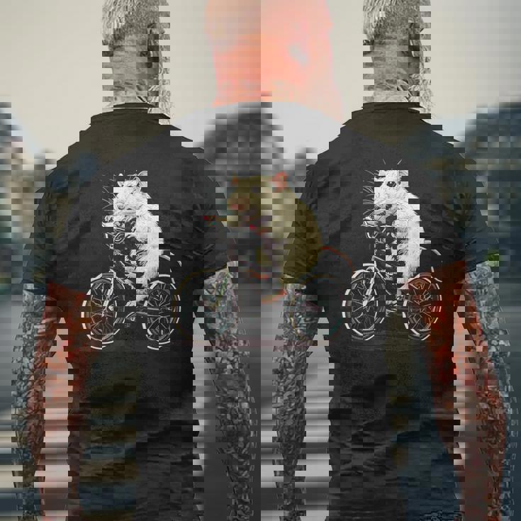 げっ歯類と白いネズミ愛好家のためのクールなサイクリングラット メンズTシャツ バックプリント 高齢者への贈り物