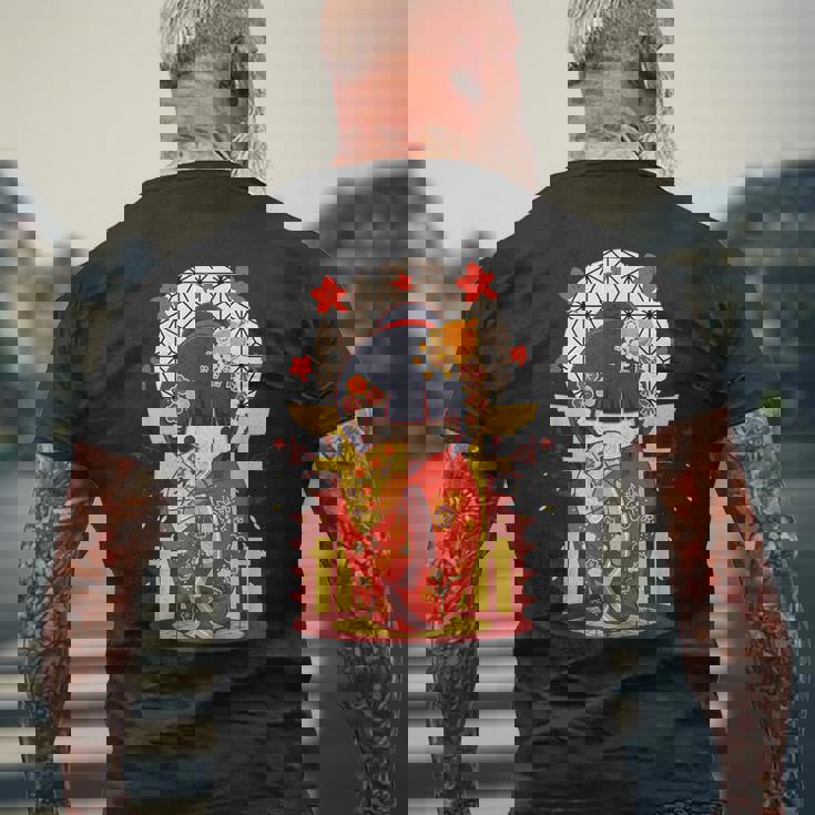 こけし 人形 シャツ 和装 赤 日本運 福 メンズTシャツ バックプリント 高齢者への贈り物