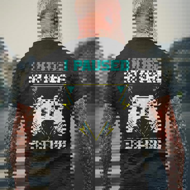 ここに来るためにゲームを一時停止しましたゲーマー メンズTシャツ バックプリント 高齢者への贈り物