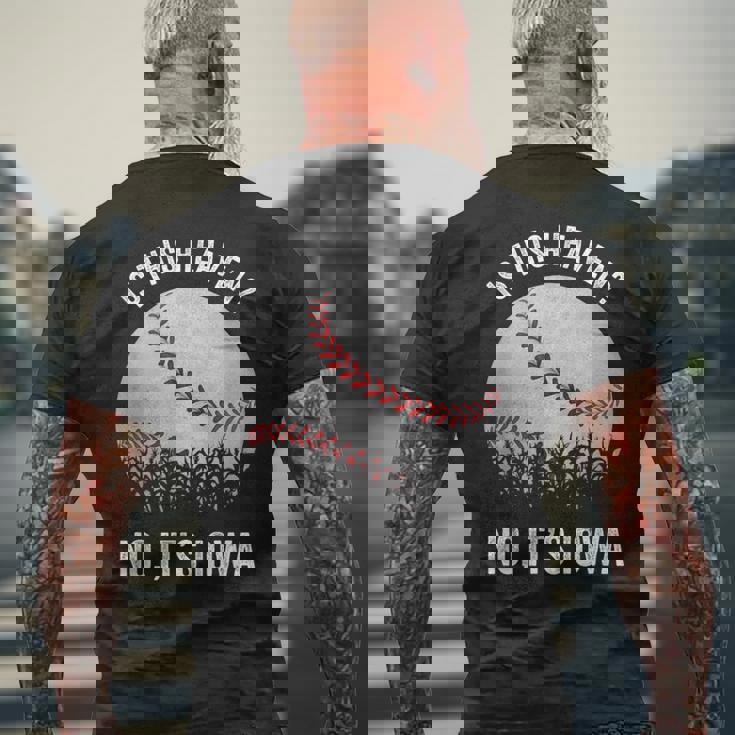 ここは天国か？アイオワ・ビンテージ・ベースボール・コーン・フィールズ メンズTシャツ バックプリント 高齢者への贈り物