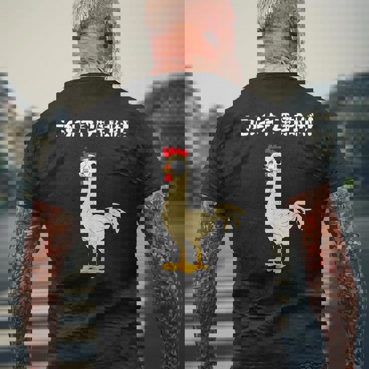 このチキン野郎が！ おもしろ ニワトリ かわいい チキン ギャグ 面白い ネタ ジョーク メンズTシャツ バックプリント 高齢者への贈り物