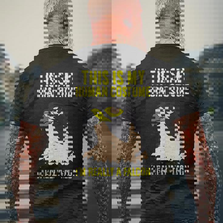 これは私の人間のコスチュームです私は本当にハヤブサ鳥です メンズTシャツ バックプリント 高齢者への贈り物