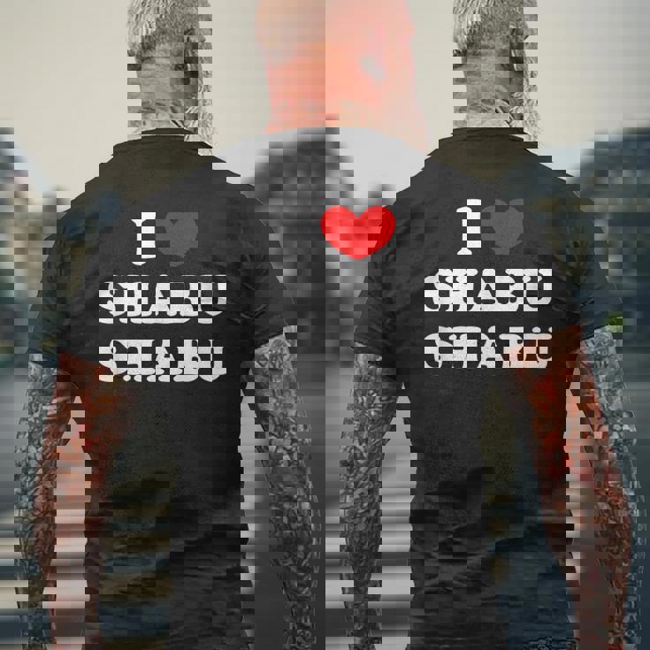 しゃぶしゃぶ大好き アイハート しゃぶしゃぶ メンズTシャツ バックプリント 高齢者への贈り物