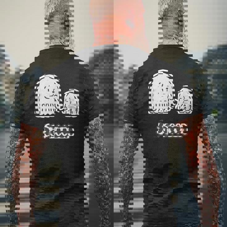 ぞうさん 親子【Paoon】象 赤ちゃん 家族 ファミリー【どうぶつフレンズ】かわいい 動物 キャラクター イラスト メンズTシャツ バックプリント 高齢者への贈り物