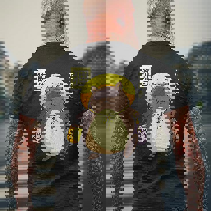 たぬき 妖怪 クリーチャー 日本語 メンズTシャツ バックプリント 高齢者への贈り物