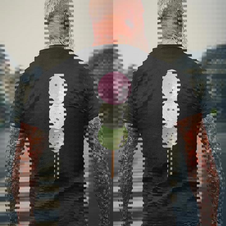 だんご 団子 和菓子 三色団子 三兄弟 だんご好き かわいい おもしろ しろ メンズTシャツ バックプリント 高齢者への贈り物