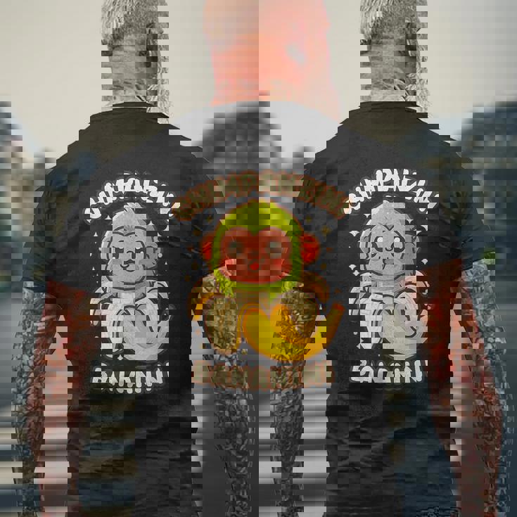 ちびカワイイチンパンジーニバナニーニ イタリアブレインロットミーム メンズTシャツ バックプリント 高齢者への贈り物