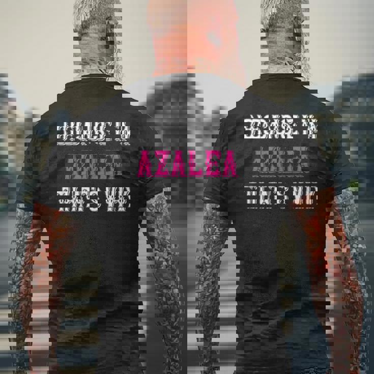 つつじ私がツツジだからこそ-ピンクのツツジの名前 メンズTシャツ バックプリント 高齢者への贈り物