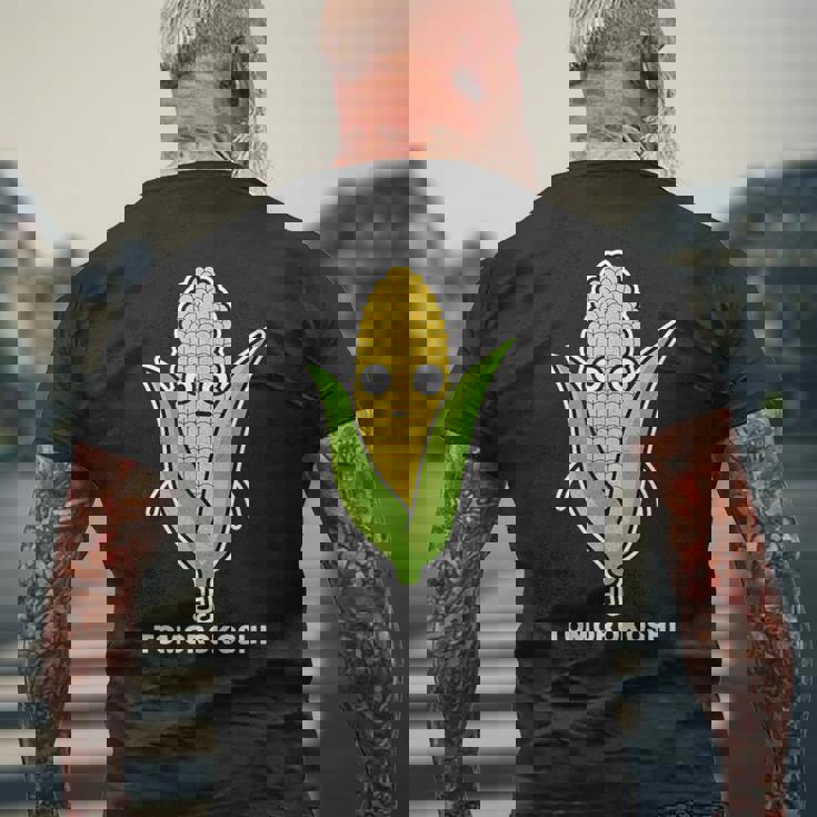 とうもろこし 顔 イラスト かわいい おもしろ 面白い 簡単 シンプル ゆるい 野菜 メンズTシャツ バックプリント 高齢者への贈り物