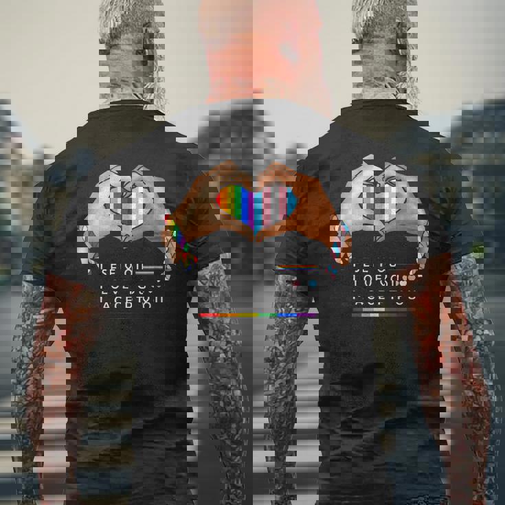 なるほど、愛してる、受け入れるよ、Lgbtqの味方プライド メンズTシャツ バックプリント 高齢者への贈り物