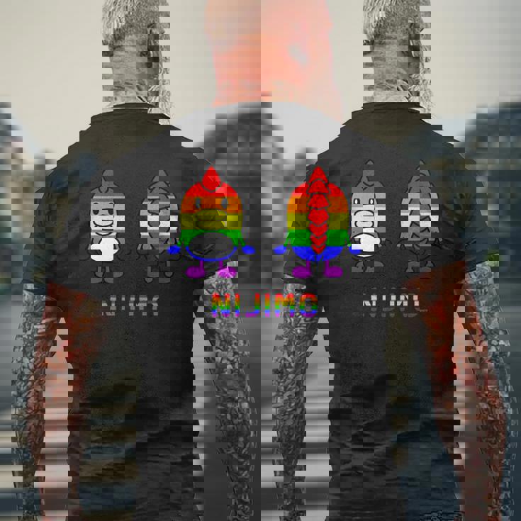 にじモ メンズTシャツ バックプリント 高齢者への贈り物