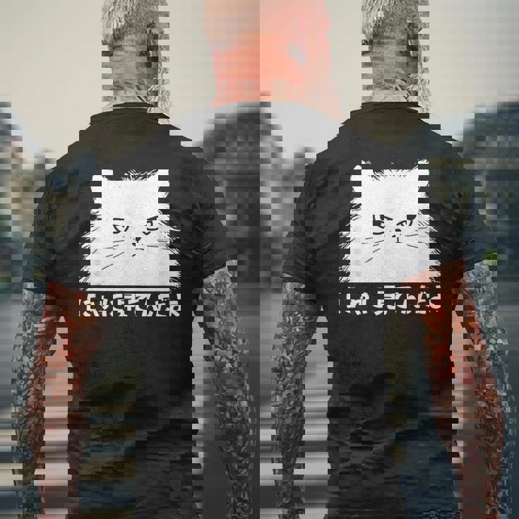 にゃに見てんだよ おもしろ 猫好き 猫飼い 猫 ネコ ねこ 猫 くろねこ好き 面白い サプライズ メンズTシャツ バックプリント 高齢者への贈り物