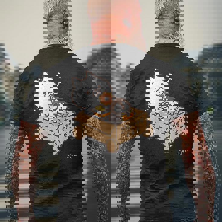 ねこぺん日和 こうきゅうなくるま ダークカラー メンズTシャツ バックプリント 高齢者への贈り物