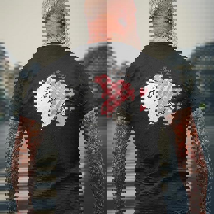 ねこぺん日和 ハート メンズTシャツ バックプリント 高齢者への贈り物