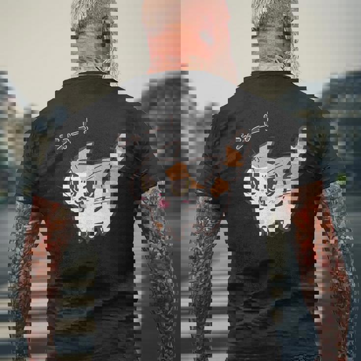 ねこシャーパステル三毛猫ver メンズTシャツ バックプリント 高齢者への贈り物