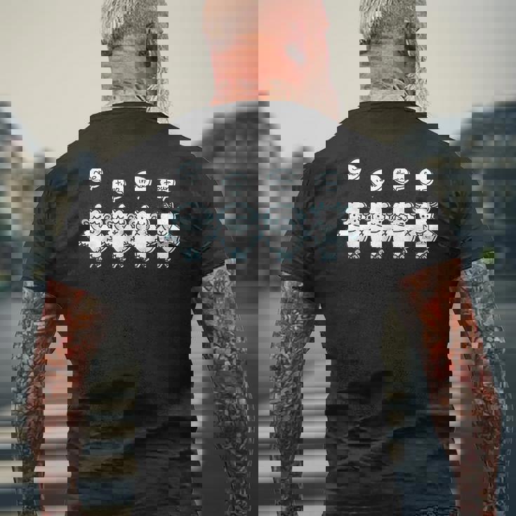 ひつじがいっぴき2 羊 ヒツジ ヤギ 不眠 安眠 数え歌 もふもふ 集団 かわいい おもしろ メンズ レディース キッズ メンズTシャツ バックプリント 高齢者への贈り物