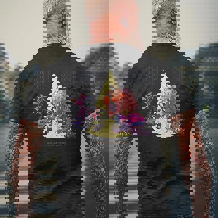 ひなビタスタンプ めう06「めうのもちゃちゃが…」 メンズTシャツ バックプリント 高齢者への贈り物