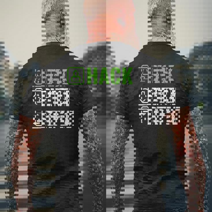 へのギフト ハック パッチ リピート エシカル ハッカー サイバーセキュリティ メンズTシャツ バックプリント 高齢者への贈り物