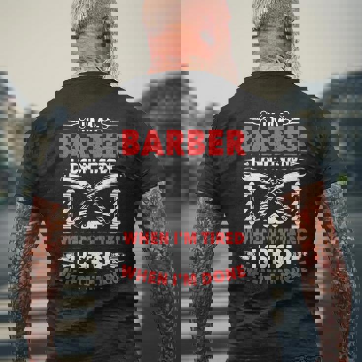 やったら床屋止まるよ美容師理髪師プレゼント メンズTシャツ バックプリント 高齢者への贈り物